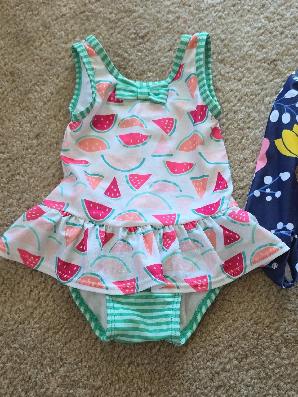 Gymboree Baby Girls Swimsuits Watermelon Floral Navy 12-18M